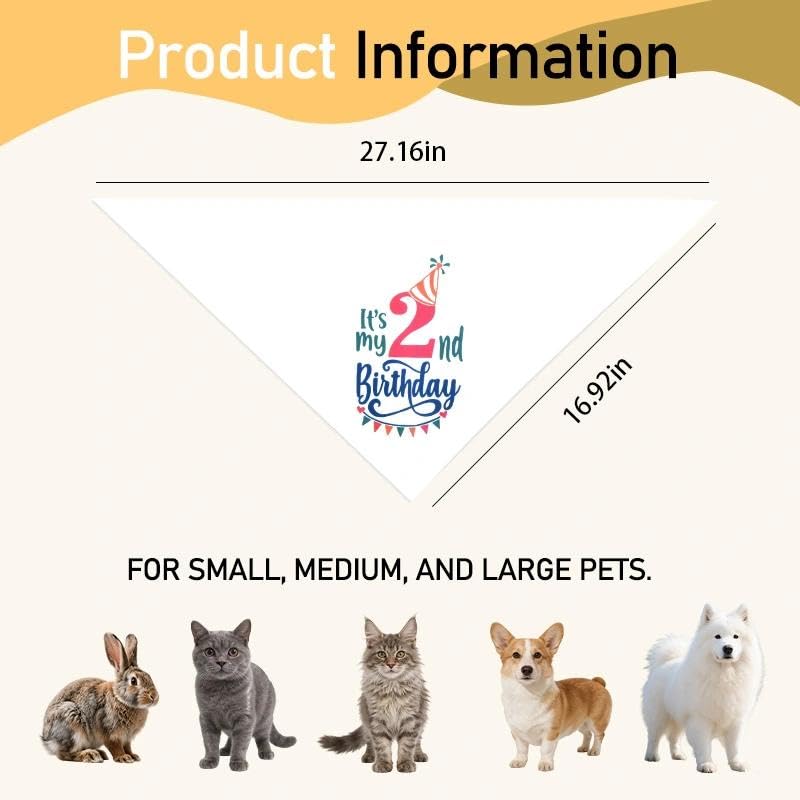 Birthday Girl 2nd Dog Bandana Large Medium Small Dog Pet Collar Bandana for Dogs Puppy Cat Girl Birthday Christmas Accessories - color: 2nd Girl