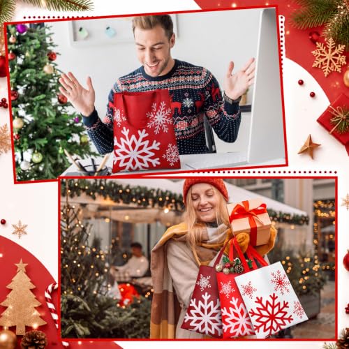 Hosuly 15 Pcs Large Christmas Snowflake Gift Bags 15 x 17 Inch Winter Wonderland Tote Reusable Frozen Jumbo Bags with Handle for Winter Party Favor Supply - style: Christmas Snowflake