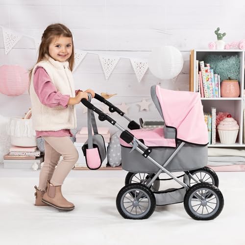 Bayer Design Baby Doll Stroller & Pram for Kids Ages 2-8, Grey/Pink - color: Grey/Pink