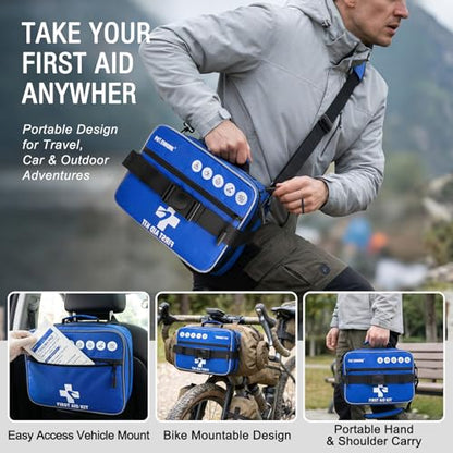 520 PCS Advanced First Aid Kit – Large 6-in-1 Modular Waterproof Well-Organized Emergency Kit for Home, Car, Travel, Camping, Boat & Outdoor