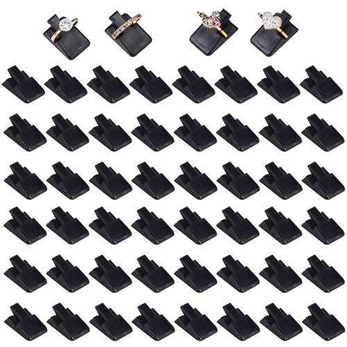 72 Pcs Black Plastic Ring Holder, Ring Display Stand, Ring Clips Stand, Jewelry Display Stand and Ring Organizer for Wedding Rings Jewelry Store Vendors Shop Selling