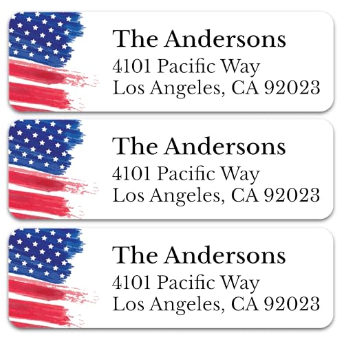 Personalized Patriotic Return Address Labels, Self-Adhesive Address Stickers on Sheets, 50-1000 Labels (Flagpole) - color: Flagpole