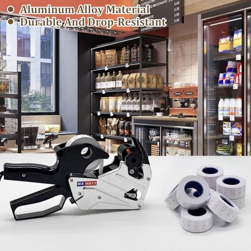 H813 Price Gun, Price Labels Gun with 4000 Labels, 1 Wheels, Price Sticker Gun kit for Office, Retail Shop, Grocery Store