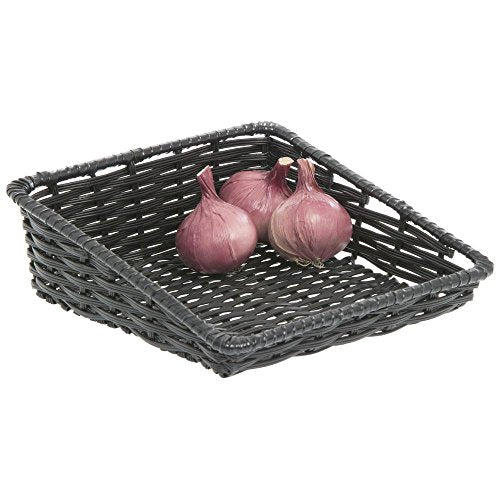 Expressly HUBERT Rectangular Black Plastic Tapered Produce Basket - color: Black, size: 11.5"Lx12"Dx1.5-4"H