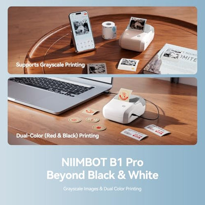 NIIMBOT B1Pro Label Maker, 300DPI HD Sticker Printer for Photo, Gray - color: Grey
