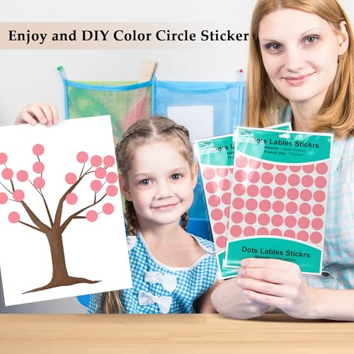 PARLAIM 3/4 Inch Coding Circle Sticker Labels,Pack of 1050 Round Color Code Dot Labels Stickers for Home Office Marking,Organizing(Pink) - color: Pink
