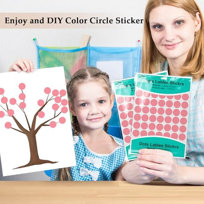 PARLAIM 3/4 Inch Coding Circle Sticker Labels,Pack of 1050 Round Color Code Dot Labels Stickers for Home Office Marking,Organizing(Pink) - color: Pink