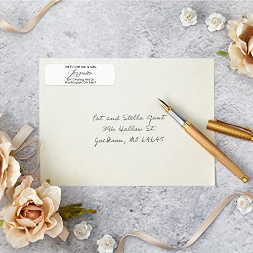 Future Mr and Mrs Rolled Address Labels / 250 Personalized Return Address Labels/Designer Address Stickers in Elegant Plastic Dispenser - size: 250 Labels, style: The Future Mr/Mrs