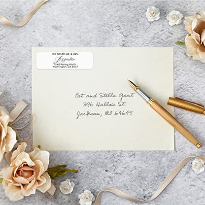 Future Mr and Mrs Rolled Address Labels / 250 Personalized Return Address Labels/Designer Address Stickers in Elegant Plastic Dispenser - size: 250 Labels, style: The Future Mr/Mrs