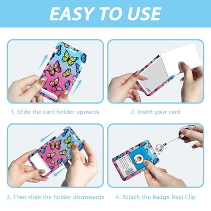 Gctriki Butterfly Lanyards for ID Badges, Badge Holder Retractable Clip - color: Butterfly
