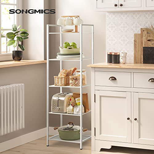 SONGMICS 5-Tier Storage Rack, Bathroom Shelf, Extendable Plant Stand - color: White, size: 5 Tiers