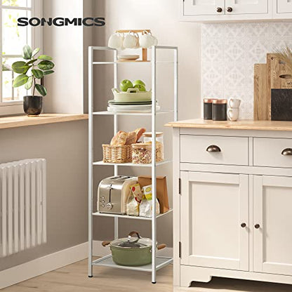 SONGMICS 5-Tier Storage Rack, Bathroom Shelf, Extendable Plant Stand - color: White, size: 5 Tiers