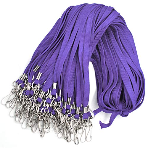Bird Fiy Lanyard 100 Pack Bulk Badge Lanyards for ID Badges Neck Cruise Name Tag ID Holder - color: Purple, size: 100 Pack
