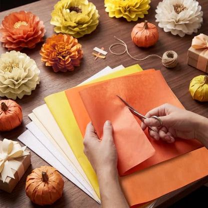 UNIQOOO 500 Sheets Fall Tissue Paper Bulk for Gift Bags, 20x14 Inch Gift Wrapping Tissue Paper, Acid Free 17gsm Soft Wrap Sheets for Thanksgiving Birthday Party DIY Crafts - color: Orange