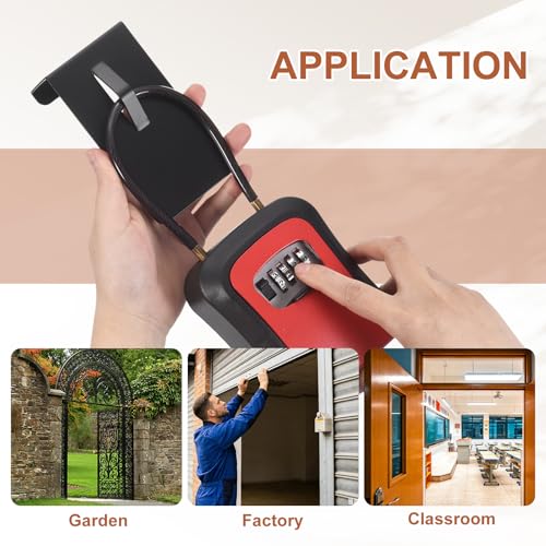 PATIKIL Key Lock Soft Box with Code, (4.7 x 3.9 Inch, Red), Resettable Combination Lockbox Portable Key Storage Box with Wall-Mounted Bracket, Suit - for Home Entrance/Garage/Warehouse - color: Red