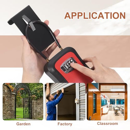 PATIKIL Key Lock Soft Box with Code, (4.7 x 3.9 Inch, Red), Resettable Combination Lockbox Portable Key Storage Box with Wall-Mounted Bracket, Suit - for Home Entrance/Garage/Warehouse - color: Red