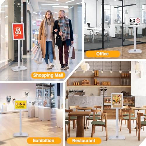 Sign Holder Stand 8.5x11 Inch, Heavy Duty Pedestal Floor Sign Stand - color: Silver, size: 8.5x11 in