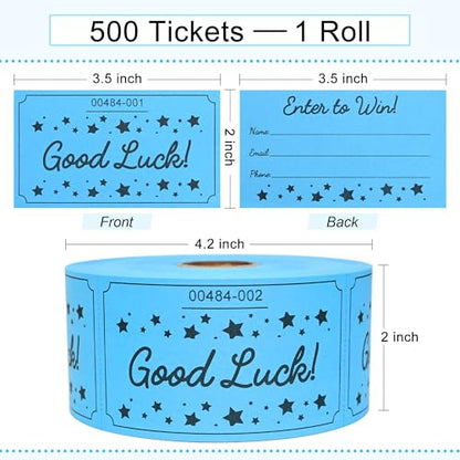 ESSENTIAL 500 Raffle Tickets, Good Luck Raffle Cards - color: Blue, size: 3.5"x2"
