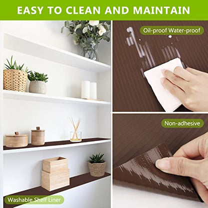 Anze Shelf Liner for Kitchen Cabinets, Coffee, 11.8 x 393.7 in - color: Coffee, size: 11.8"W x 393.7"L