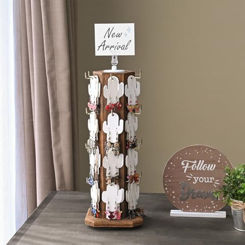 Ikee Design 6-Sided Rotating Jewelry Display Tower, 24 Hooks