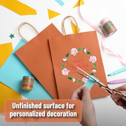 Mr. Pen- Paper Gift Bags with Handles, 32 Pack, 7.6" x 4.7" x 10.6" - color: Orange, size: 32 Pack