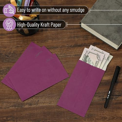 Mr. Pen- 100 Purple Cash Envelopes, 6.5" x 3.5", Money Saving Challenge - color: Purple, size: 100 Pack