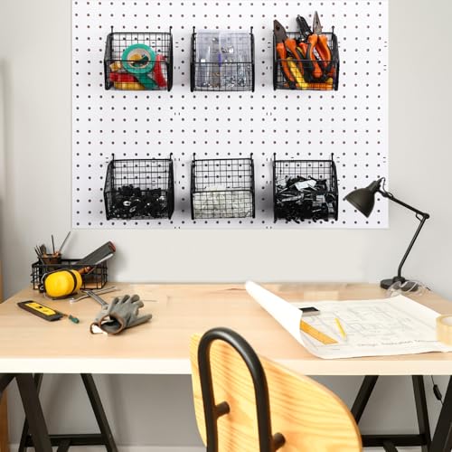 Reallnaive 6 Pack Black Pegboard Baskets 5.1 x 5.1 x 3.5 Inch - color: Black, size: 5.1 x 5.1 x 3.5 Inch