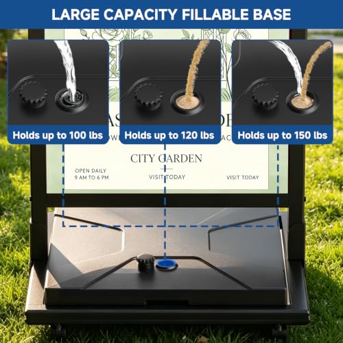 Heavy Duty Sign Holder Stand, 24"x36"Poster Stand with 4 Wheels(Frame Only)