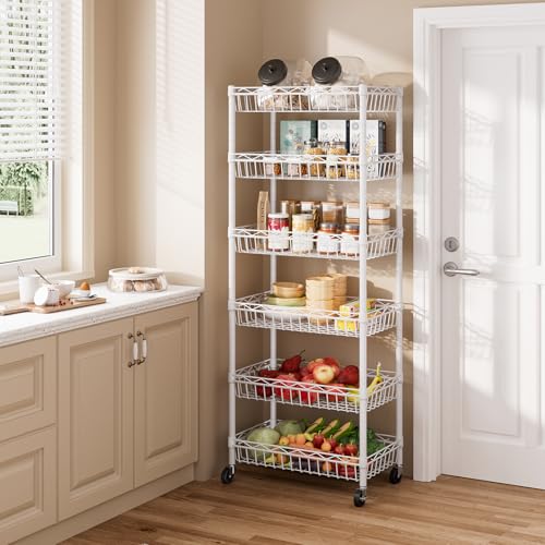 SINGAYE 6 Tier Shelf Wire Shelving Adjustable Storage Shelves Basket Rack - color: White, size: 6-Tier[17"Dx12"Wx63"H]