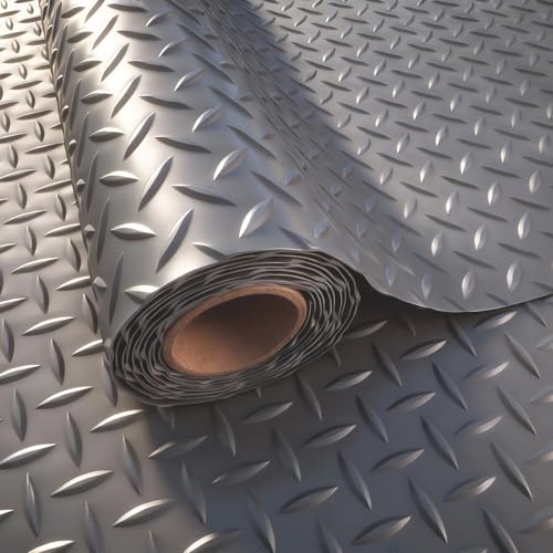StellarStar 4x20 FT Garage Floor Mat, 2.8mm Thickened PVC Diamond Plate - color: Gray, size: 4x20 FT