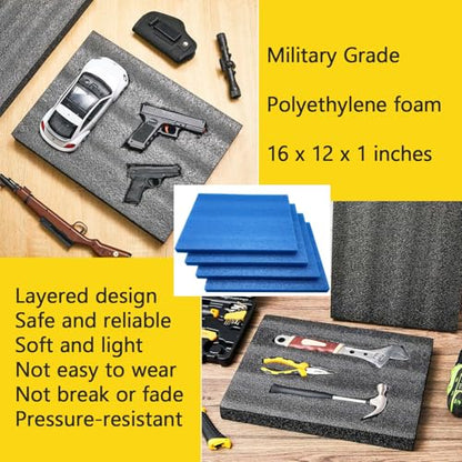 4Pack Customizable Polyethylene Foam Sheets 39.8cmX29.8cmX2.5cm Thickened Foam Pad for Cases & Tools - Blue Foam Sheet for Packaging & Crafts - color: Blue