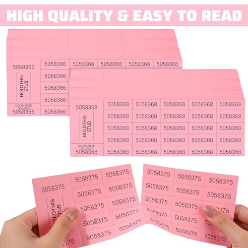 Kosiz 1000 Sheet Chinese Auction Raffle Tickets 25 Bid, Pink - color: Pink, size: 25 Bid