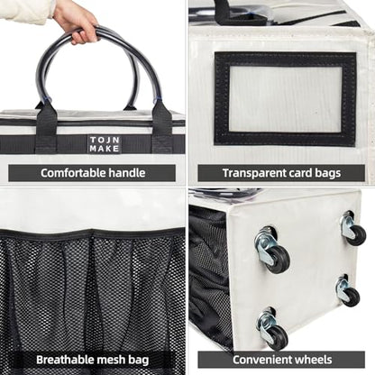 Reusable Grocery Bag with Wheels, Large Beige Rolling Tote - color: Beige, size: Large