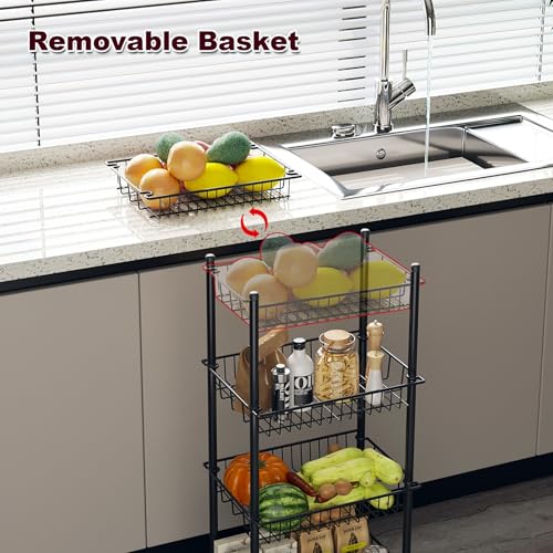 AWTATOS 4-Tier Rolling Cart, Storage Cart with Removable Baskets