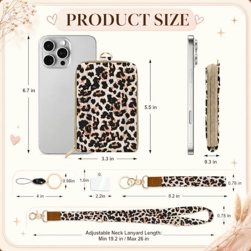 ID Badge Holder with Lightweight RFID Blocking Card Holder, Lanyard Wallet - color: Classic Leopard