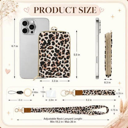 ID Badge Holder with Lightweight RFID Blocking Card Holder, Lanyard Wallet - color: Classic Leopard