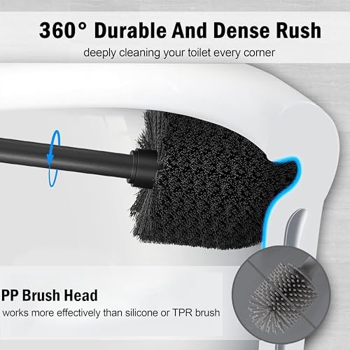 Brushed Nickel Toilet Bowl Brush with Holder, Durable Bathroom Cleaning Tool, Modern Design for Easy Toilet Maintenance, Bathroom Cleaner Brush for Efficient Cleaning and Hygiene - color: Brushed Nickel 2