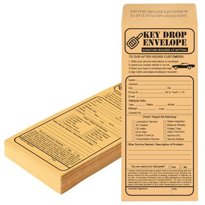 100 Pack Heavyweight Key Transfer Envelopes – Secure Adhesive Mailers for Auto Services (4.125"x9.5")