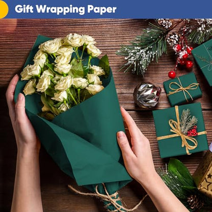 Vanhench Green Wrapping Paper Roll 17.5"×963" (80 1/4FT) - color: Christmas Green, size: 17.5" X 80.25'