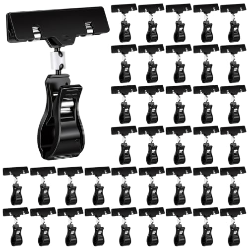 Honeydak 50 Pcs Plastic Sign Holder Clips Swivel, Black Simple Shape - style: Black Simple Shape
