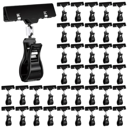 Honeydak 50 Pcs Plastic Sign Holder Clips Swivel, Black Simple Shape - style: Black Simple Shape