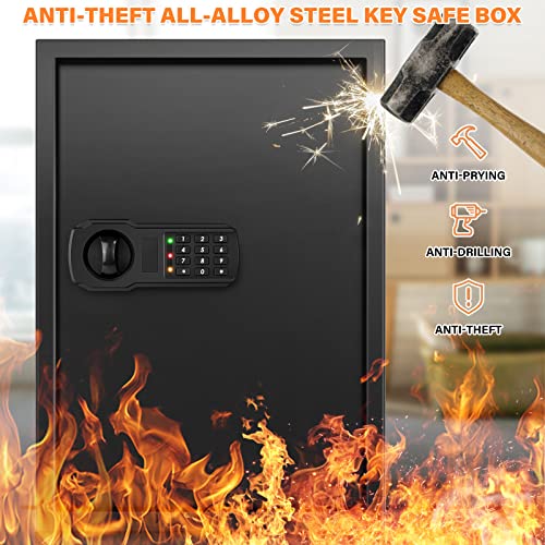 144 Keys Anti-Theft Fireproof Key Cabinet Wall Mount with Combination Lock
