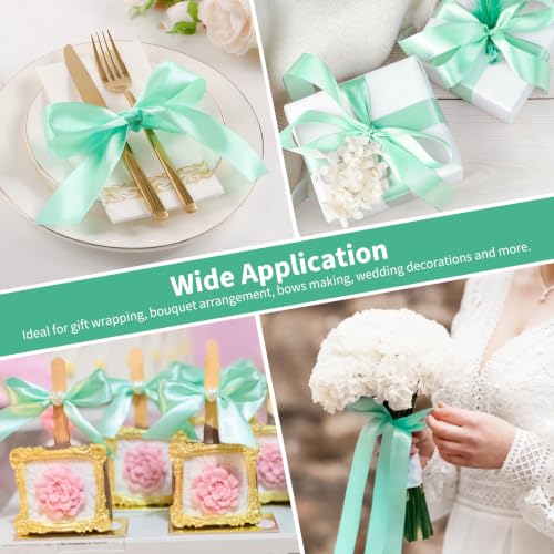 Mauproy Mint Green Satin Ribbon, 1-1/2 Inch, 50 Yards - color: Mint Green