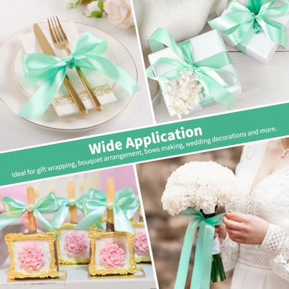 Mauproy Mint Green Satin Ribbon, 1-1/2 Inch, 50 Yards - color: Mint Green