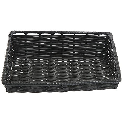 HUBERT Wicker Look Tapered Storage Basket, Rectangular Black - 15 1/2"L x 14"D x 1 1/2" to 4"H - color: Black, size: 15.5"Lx14"Dx1.5-4"H