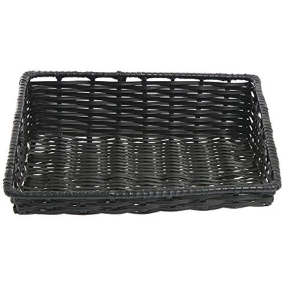 HUBERT Wicker Look Tapered Storage Basket, Rectangular Black - 15 1/2"L x 14"D x 1 1/2" to 4"H - color: Black, size: 15.5"Lx14"Dx1.5-4"H