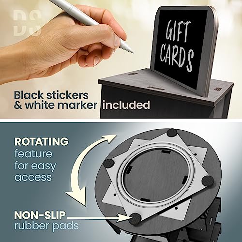 3 Tier Rotating Sticker Display Stand for Vendors, Coaster Display Rack - color: Black