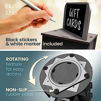 3 Tier Rotating Sticker Display Stand for Vendors, Coaster Display Rack - color: Black