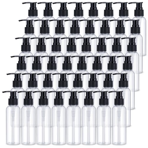 Nuenen 48 Pcs 4oz/120ml Lotion Bottles with Pump, Black and Clear - color: Black and Clear