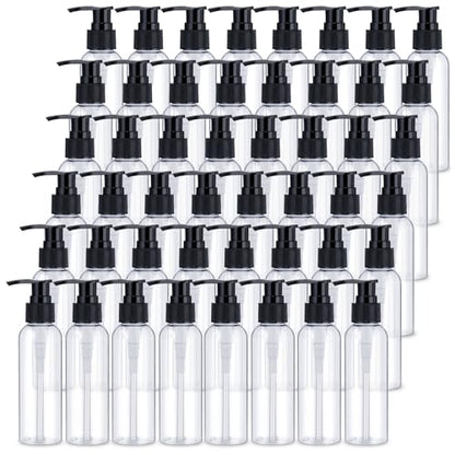 Nuenen 48 Pcs 4oz/120ml Lotion Bottles with Pump, Black and Clear - color: Black and Clear